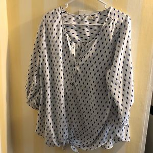 White & blue button down top